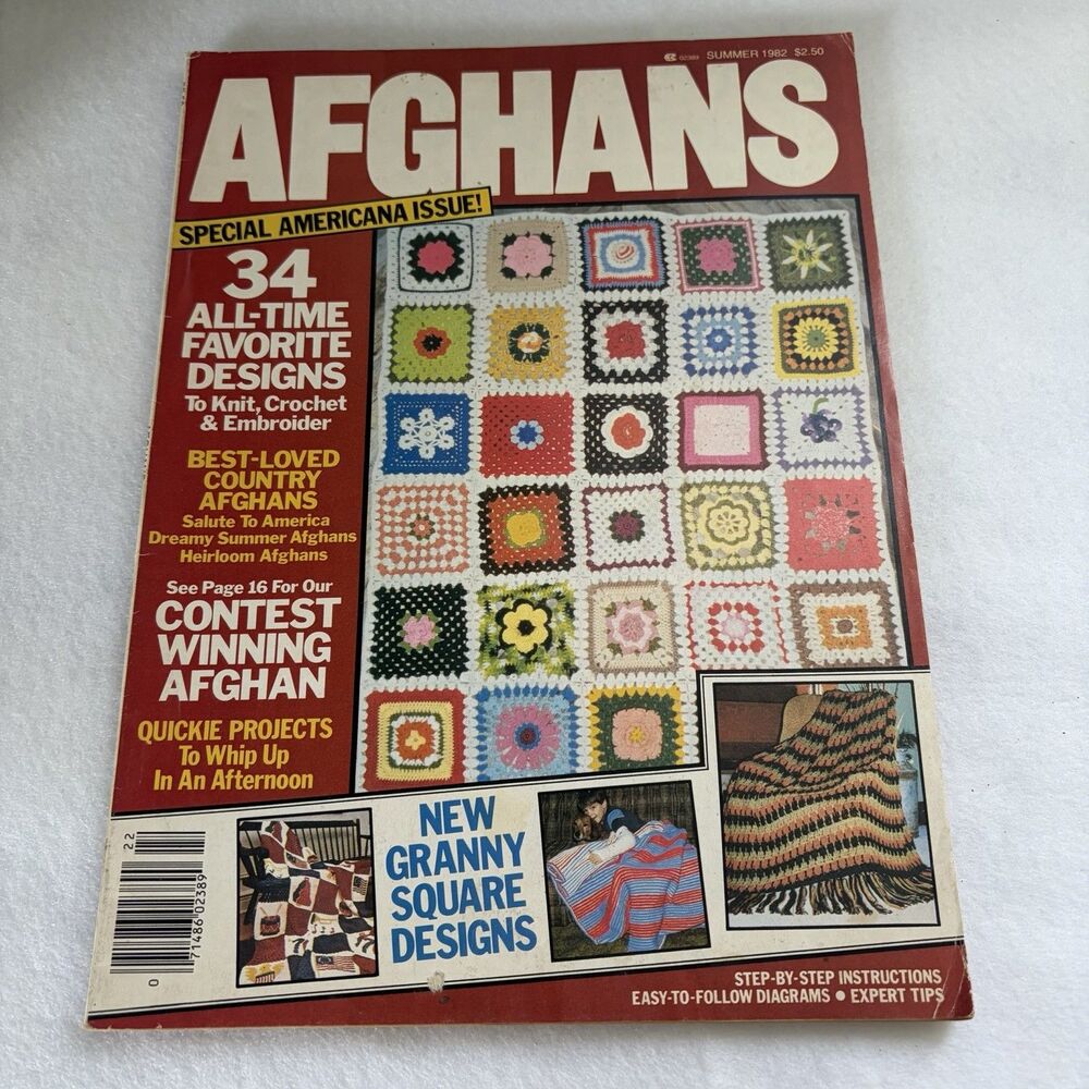Vintage Afghans Magazine Summer 1982 Knitting Crochet Crafts